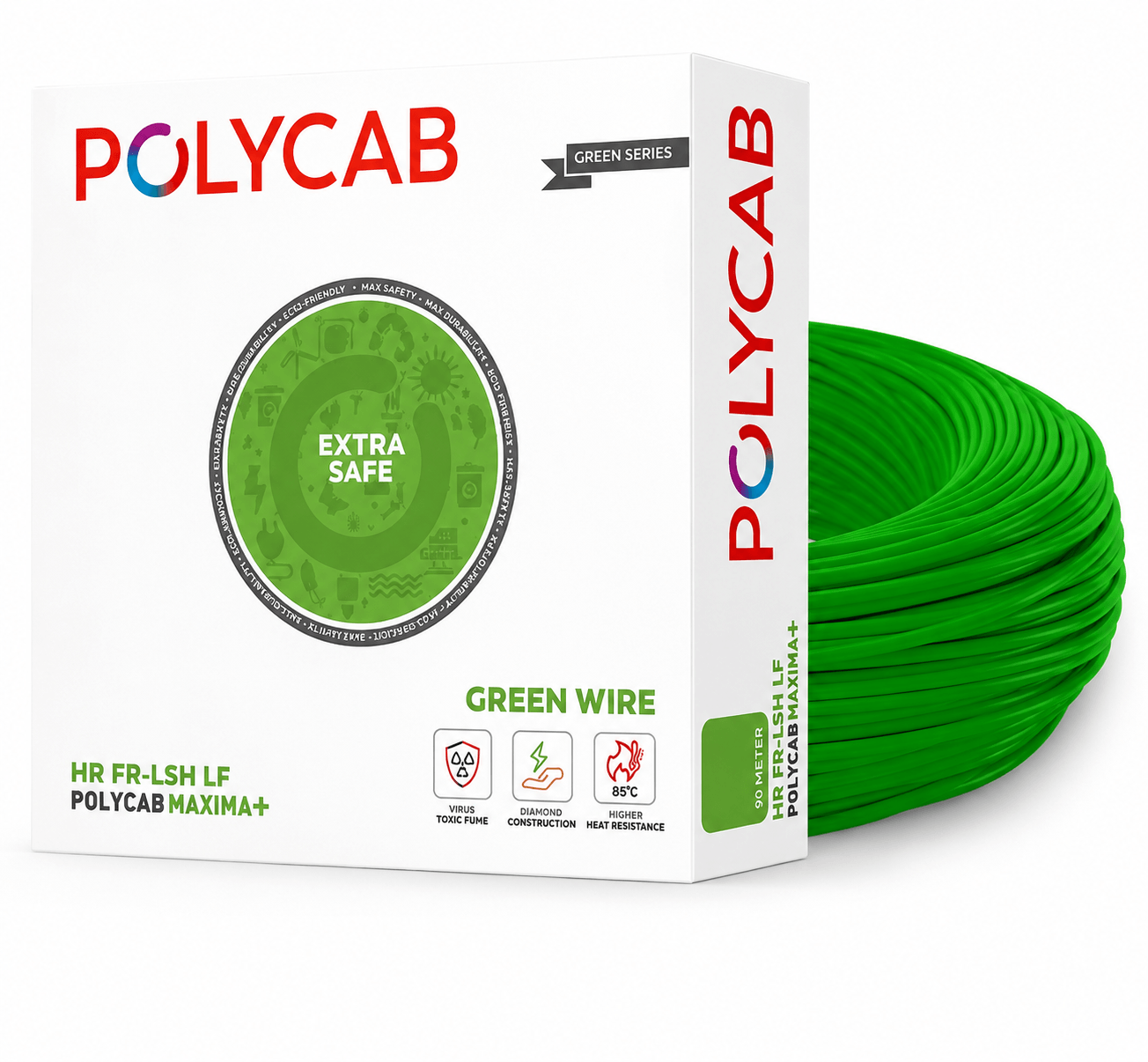 Polycab .75mm Green Earthing Wire 100Mtr Bundle